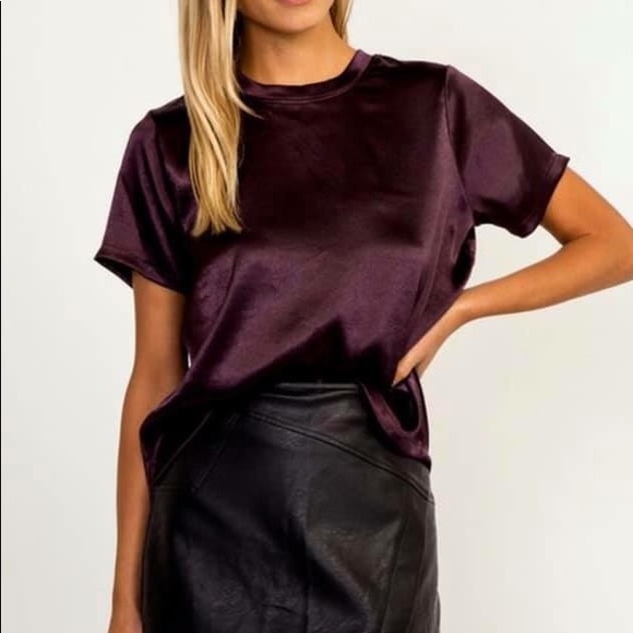 Lindley Lately Tops - LUXE Satin Wine Tee